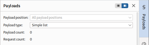Intruder tab showing Payload Sets configuration with payload set 1, type Simple list, and counts for payload and request.|414