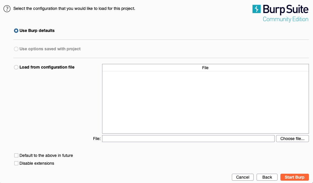 Burp Project Config