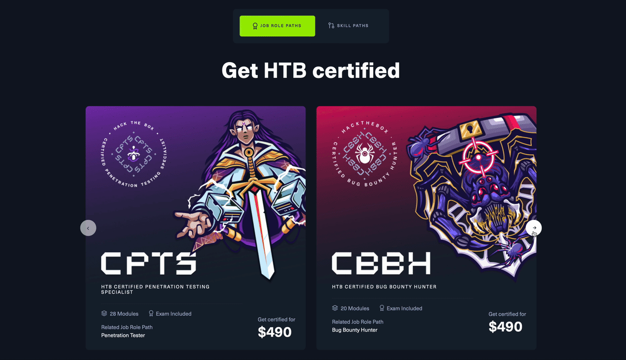 展示可用认证的轮播的 GIF。