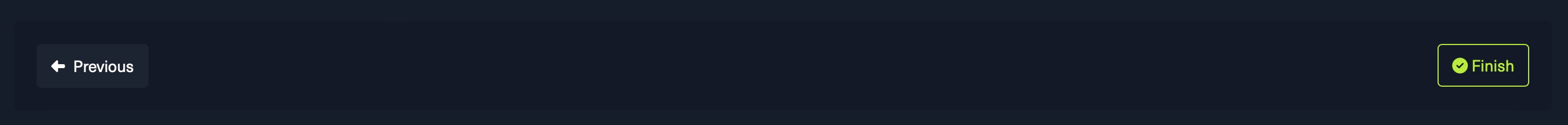 导航按钮：Previous （上一个） 和 Finish （完成）。